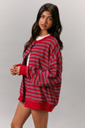 Round Neck French Terry Button Down Jacket