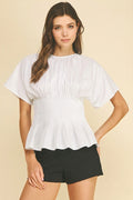 Pleated Waist Peplum Top