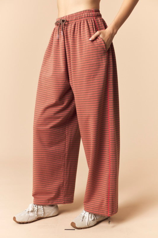 Stripe French Terry Piping Track Pants