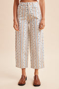 Boho Floral Striped Barre Cropped Denim Pants