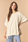 Mineral Washed Dolman Sleeve French Terry Top