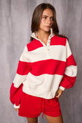 Everly Striped Pullover- RED