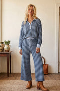 Navy Stripe Soft Touch Lightweight Wide Leg Set