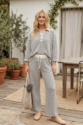 Grey Stripe Soft Touch Lightweight Wide Leg Set