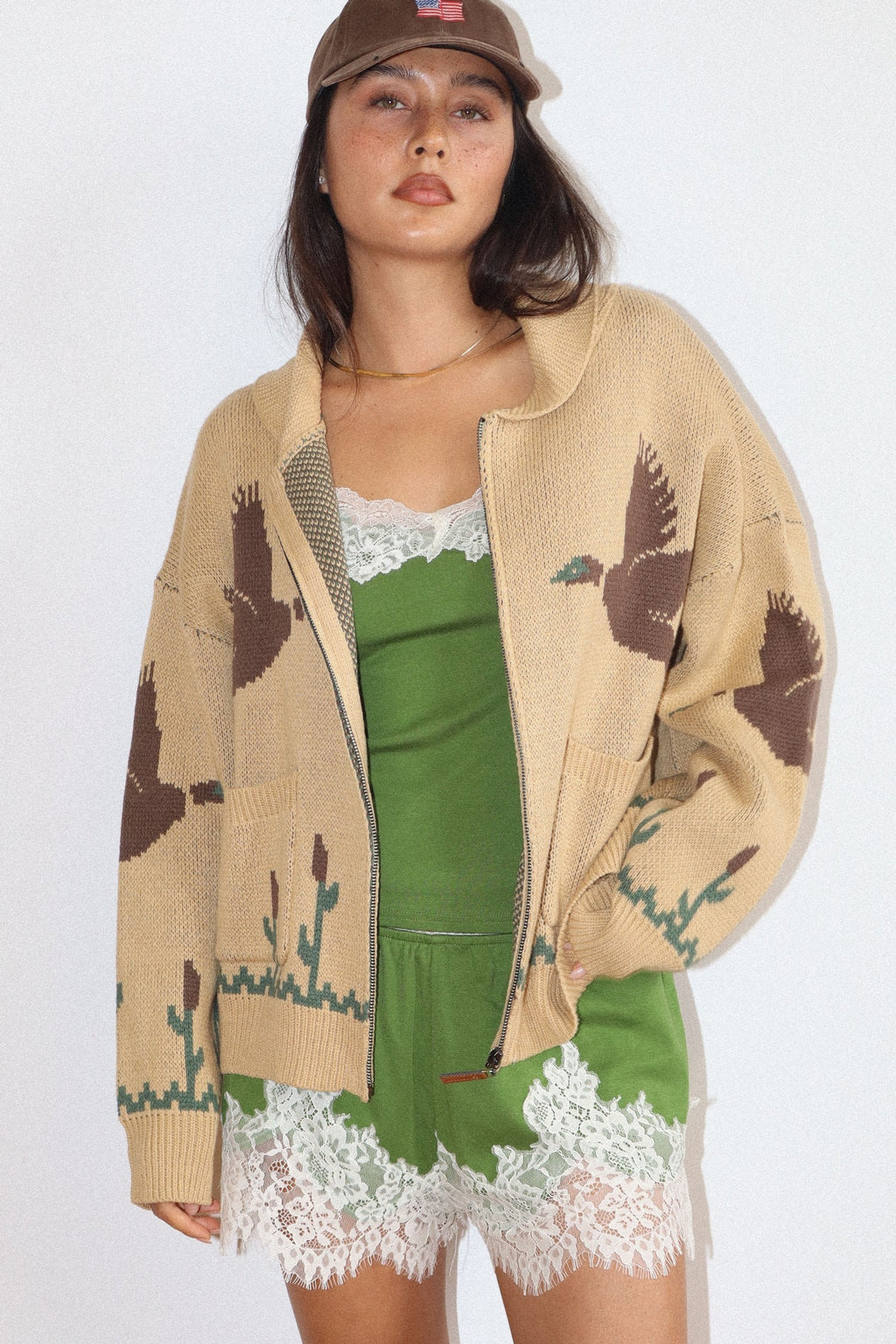 Desert Duck Knit Zip Cardigan