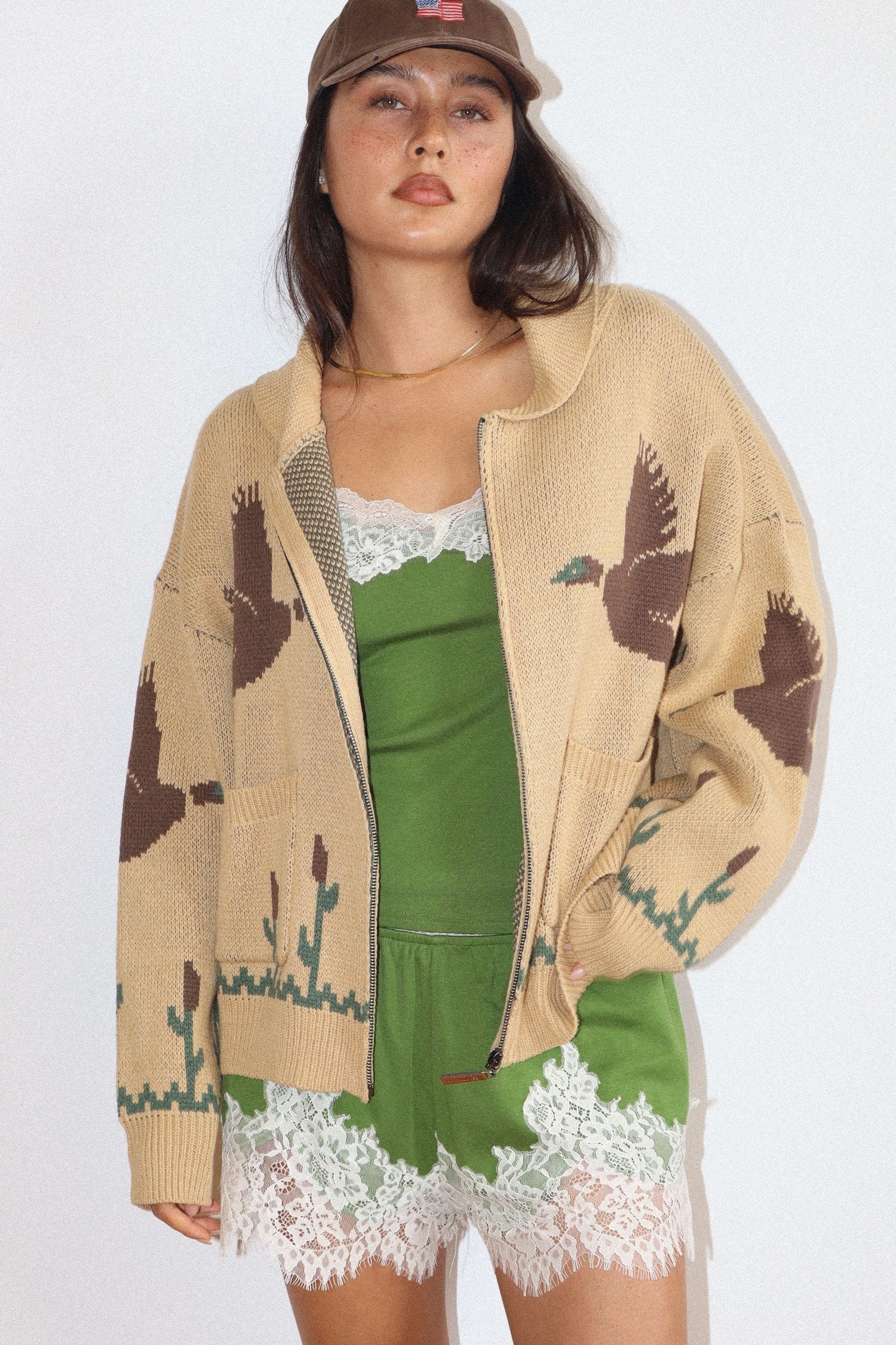Desert Duck Knit Zip Cardigan