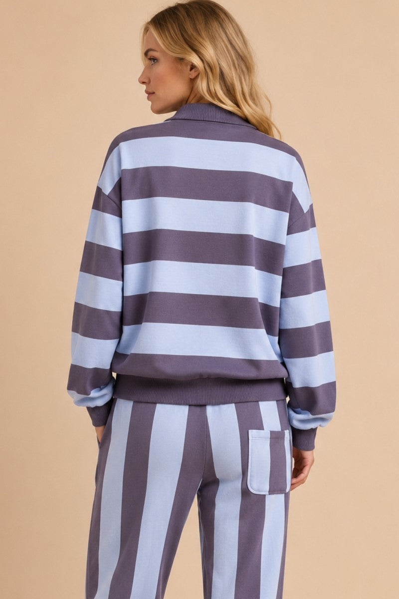 plus size Striped Rugby Pullover