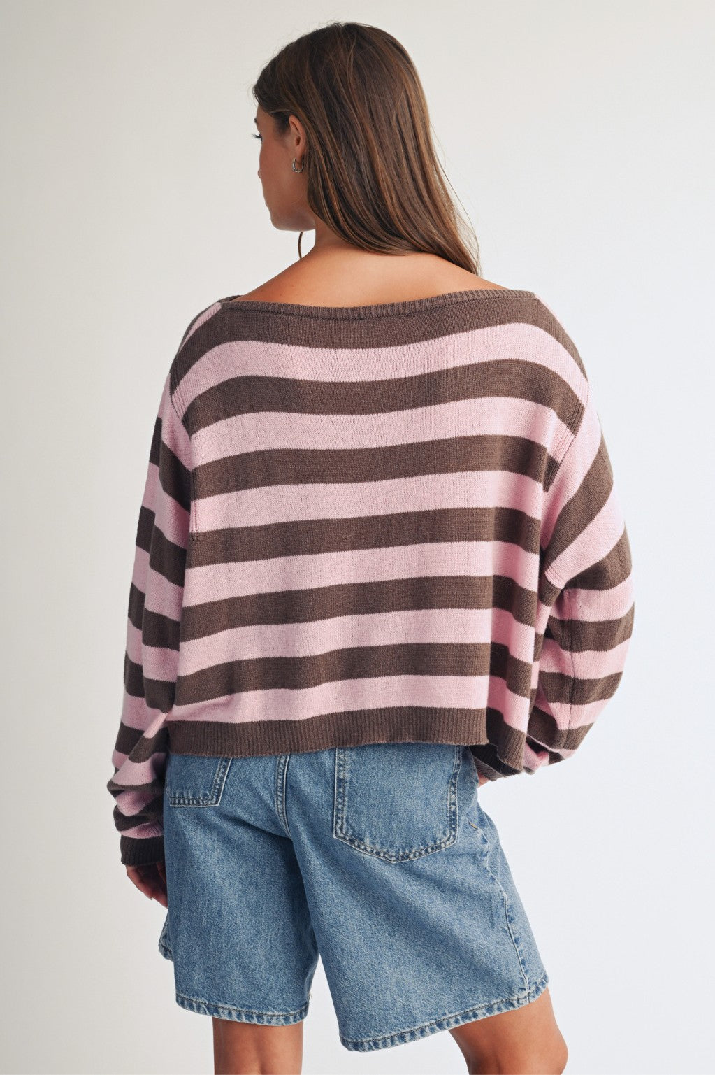 Stripe Boat Neck Oversized Sweater