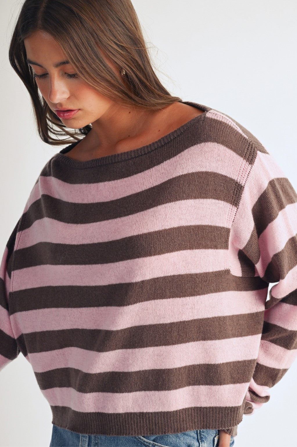 Stripe Boat Neck Oversized Sweater