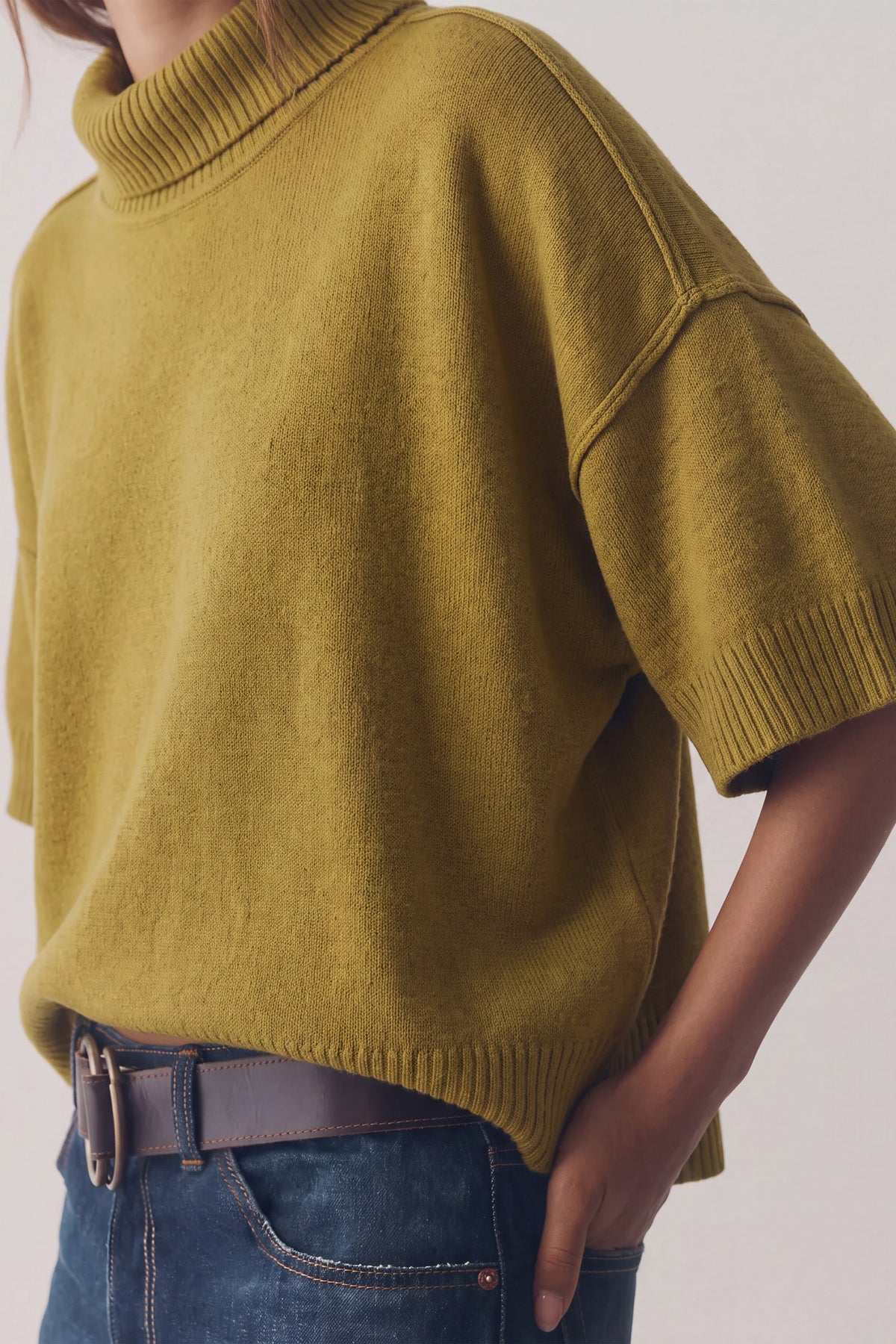 Turtle Neck Half Sleeve Sweater