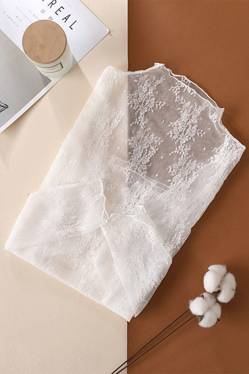 Sheer Lace Ruffle Neck top