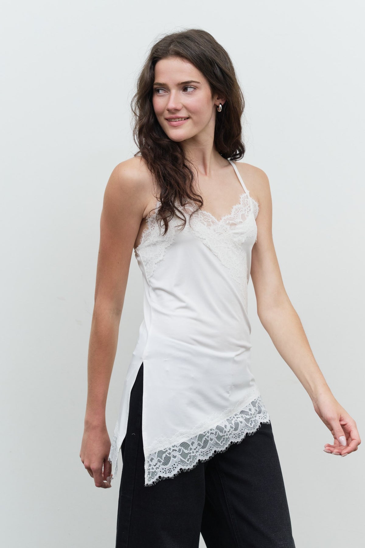 Lace Trim Knit Cami Top