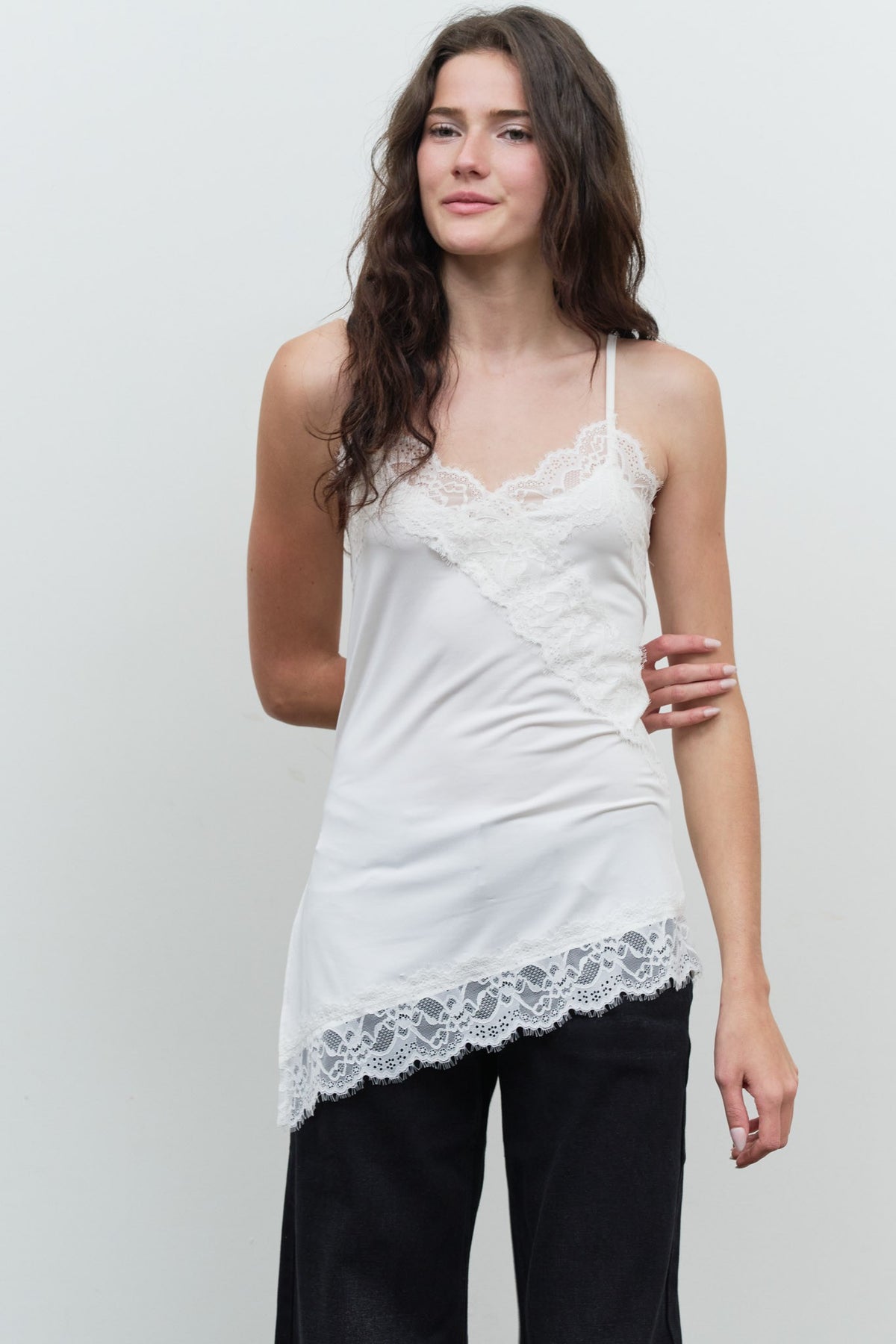 Lace Trim Knit Cami Top