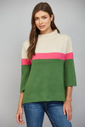 color-block mock neck sweater