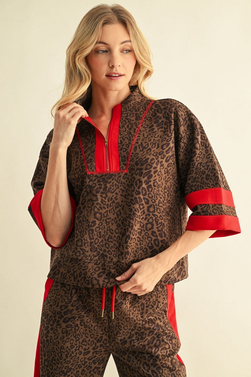 Faux Suede Leopard Top