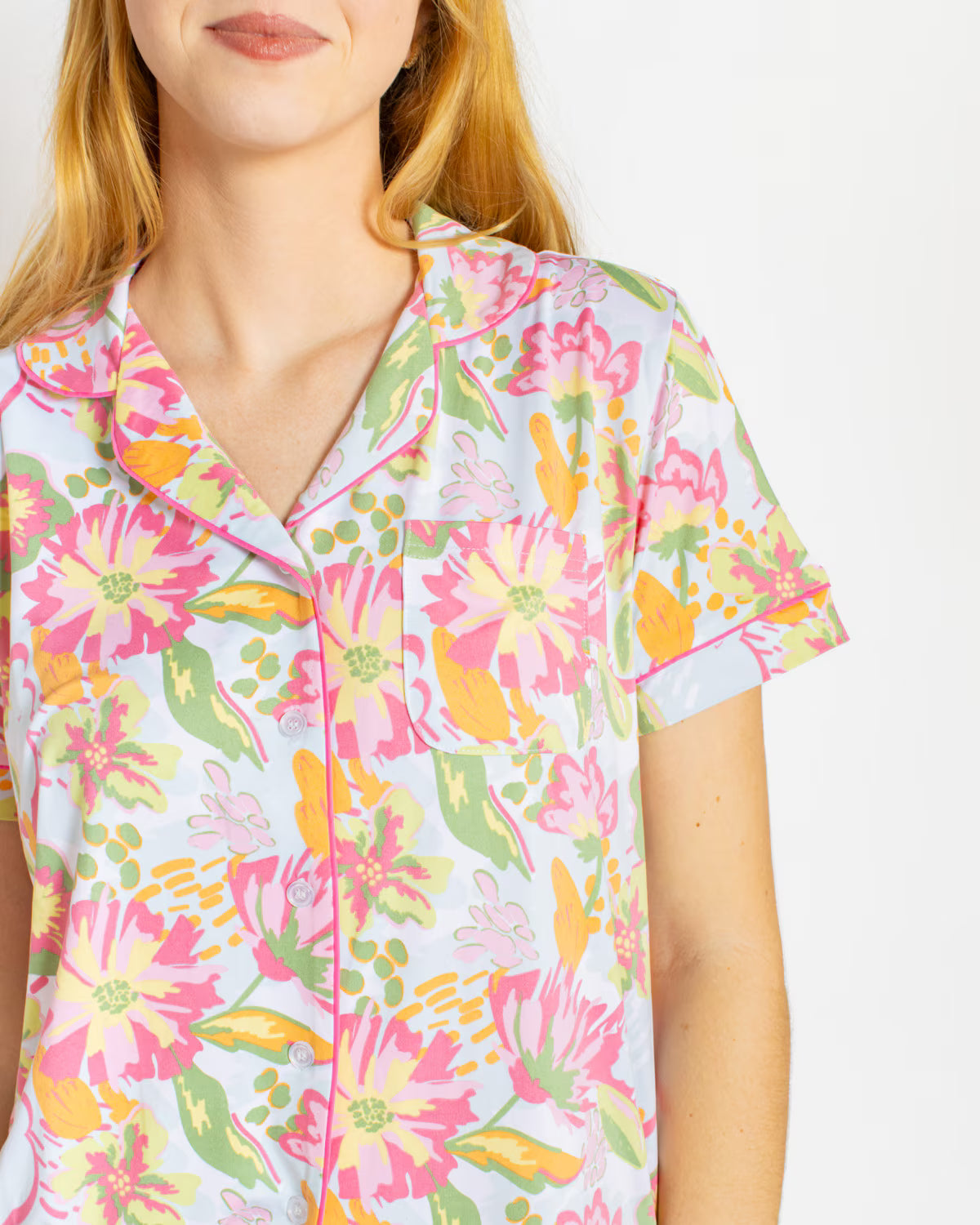 Summer Bouquet Button Up Sleep Shirt
