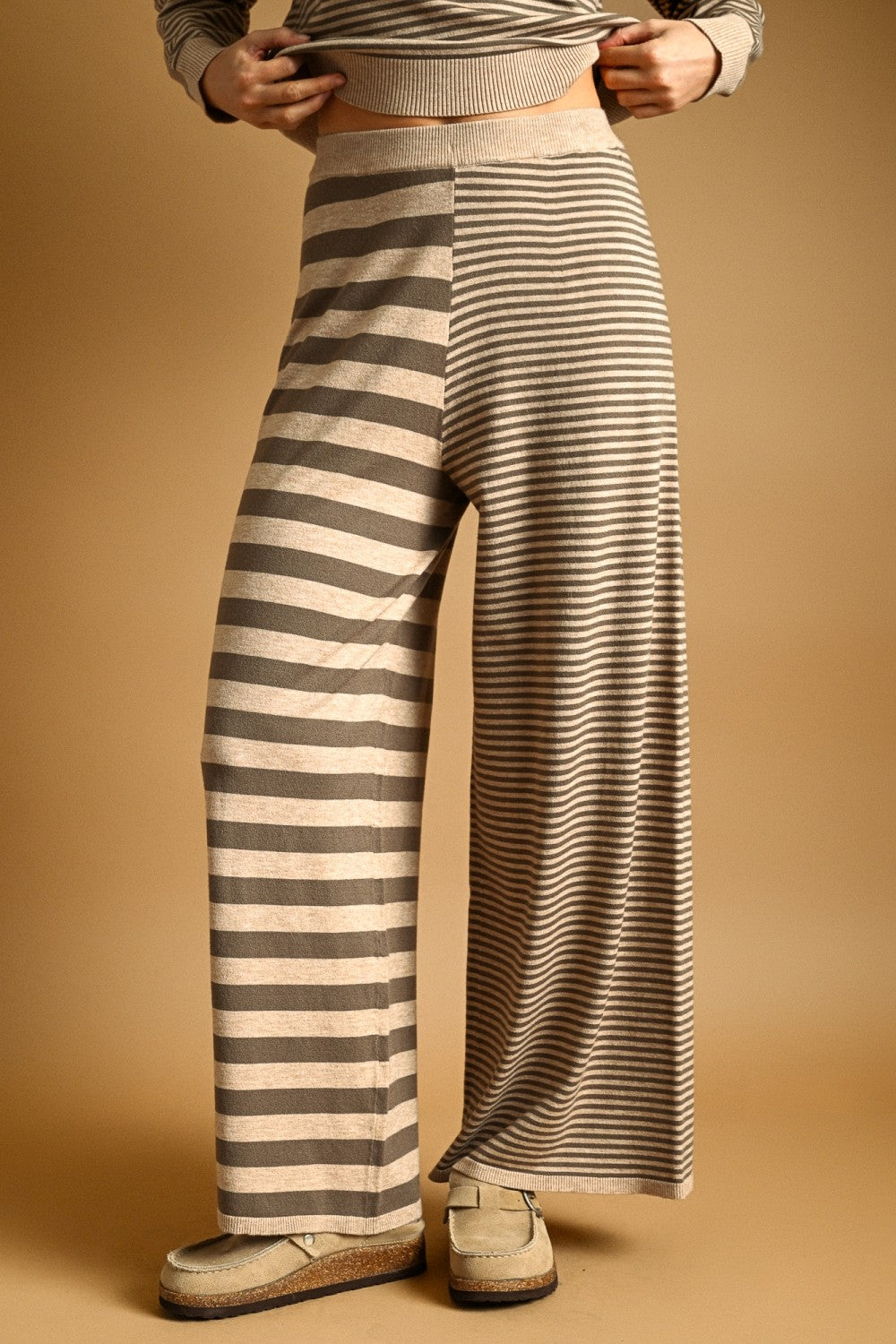 buttery soft Panel-blocked stripe pants