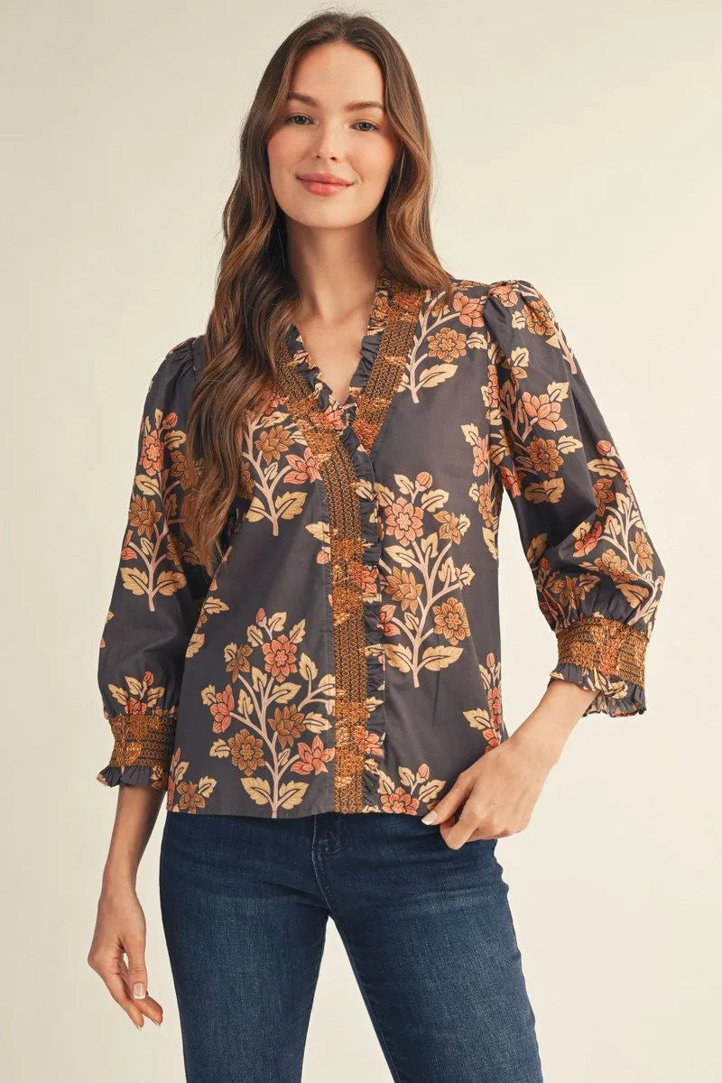 Smocking floral top