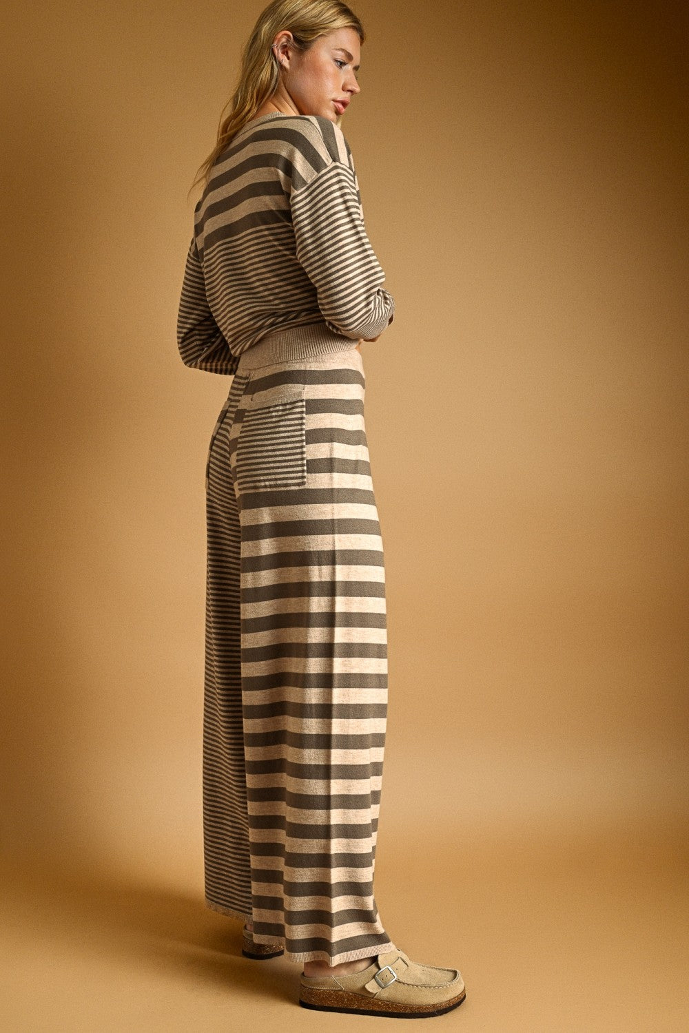 buttery soft Panel-blocked stripe pants