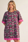 Baroque floral shift dress
