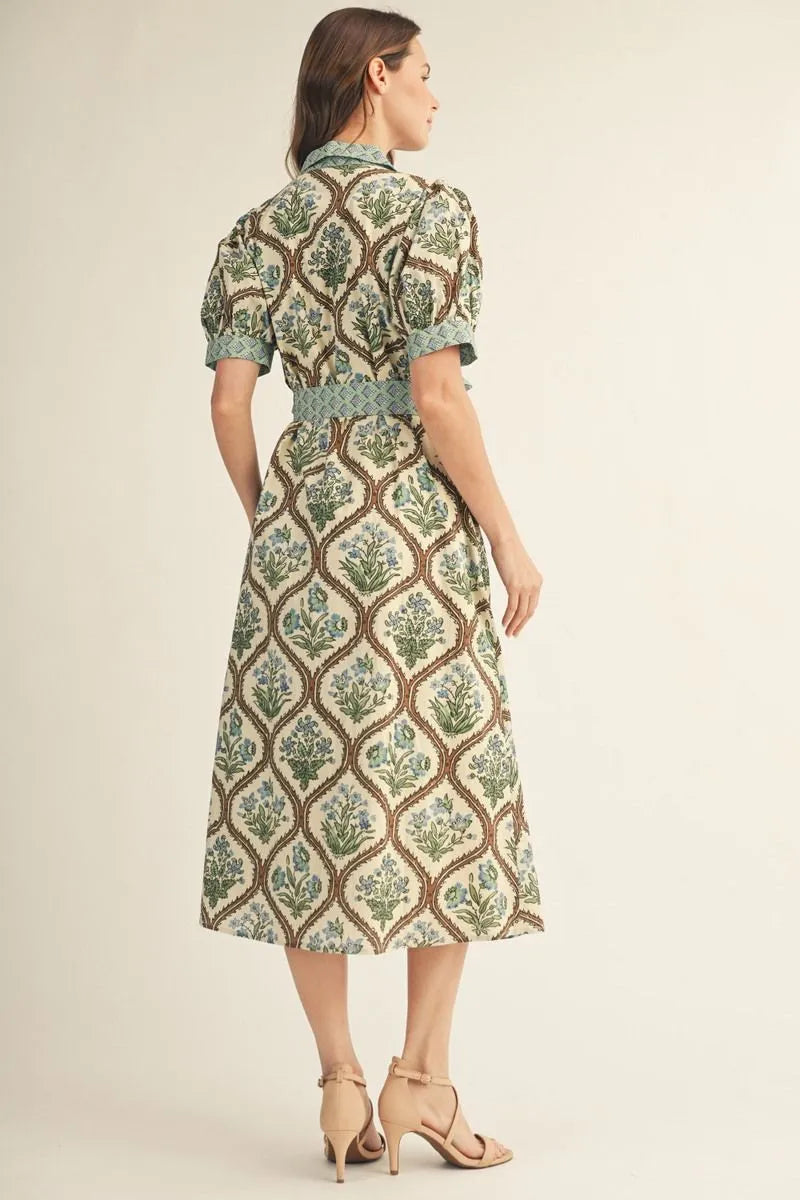 button down floral midi dress