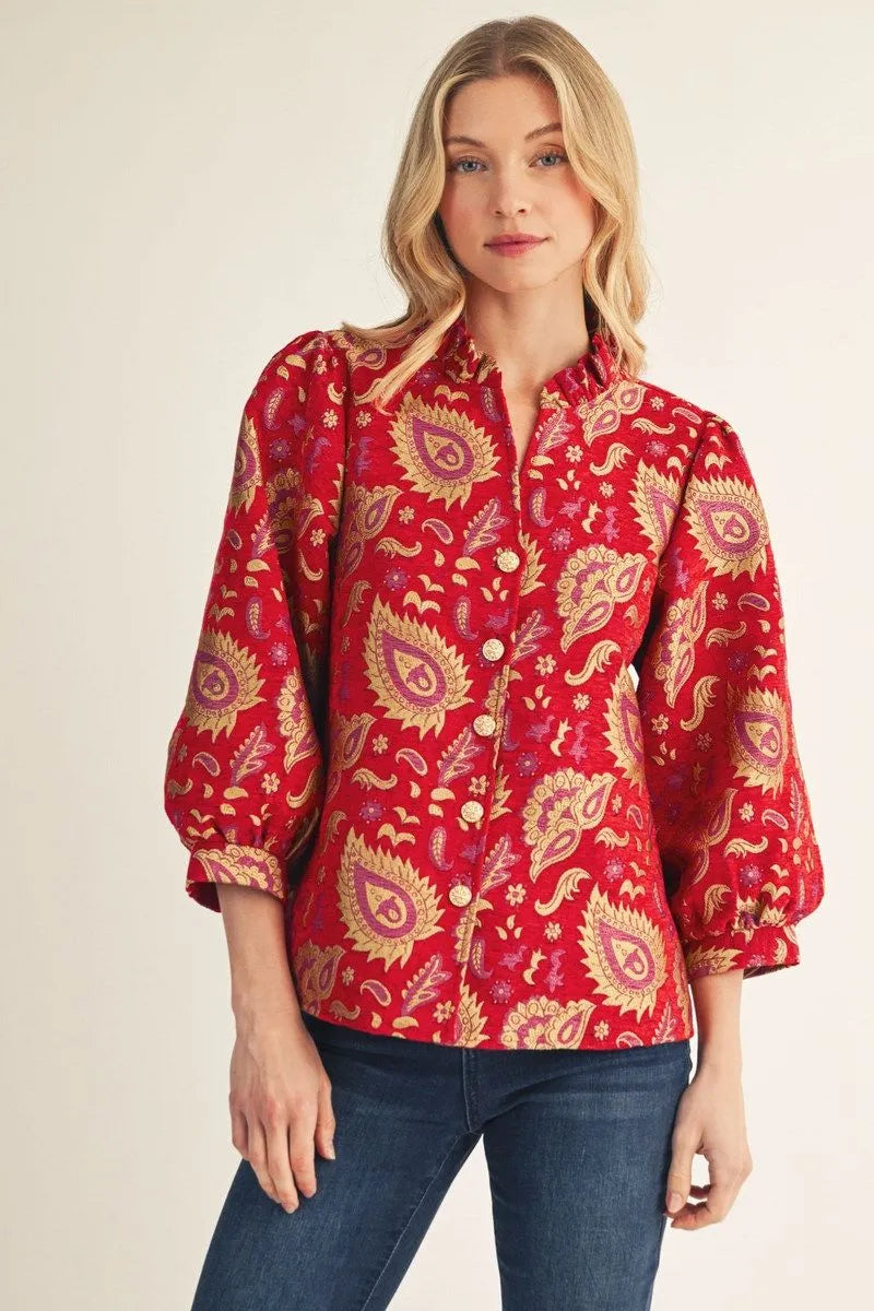 paisley jacquard top