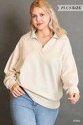 Ecru Luxeknit Chic Ease Collared Pullover