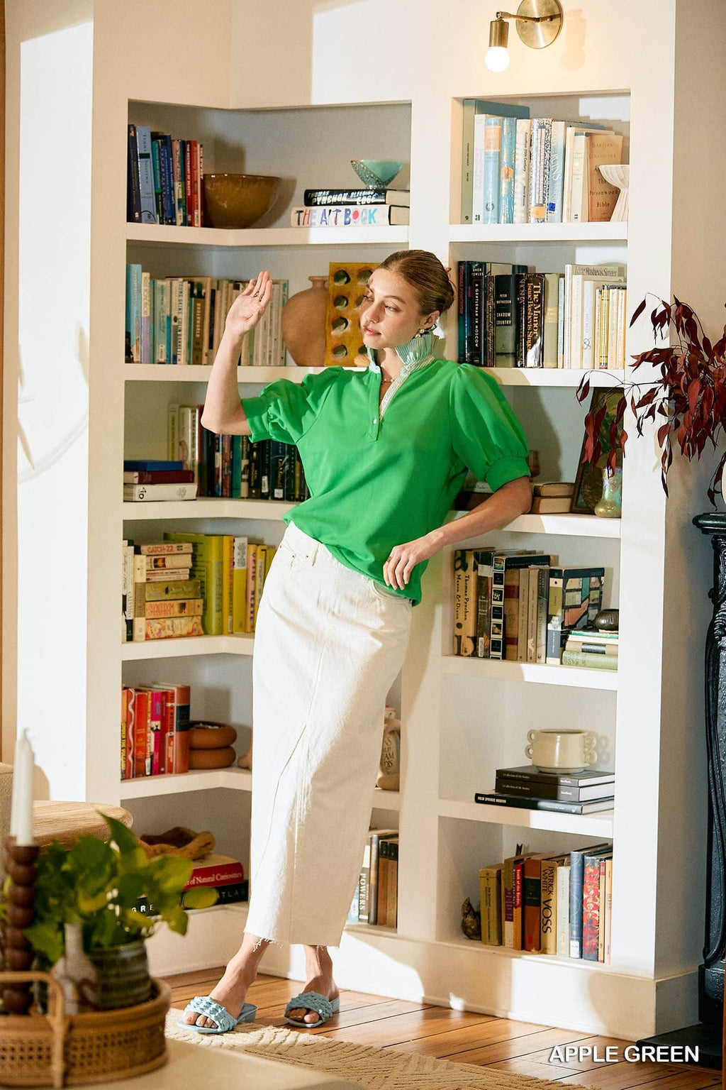 Emerald Breeze Collard Blouse