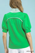 Emerald Breeze Collard Blouse