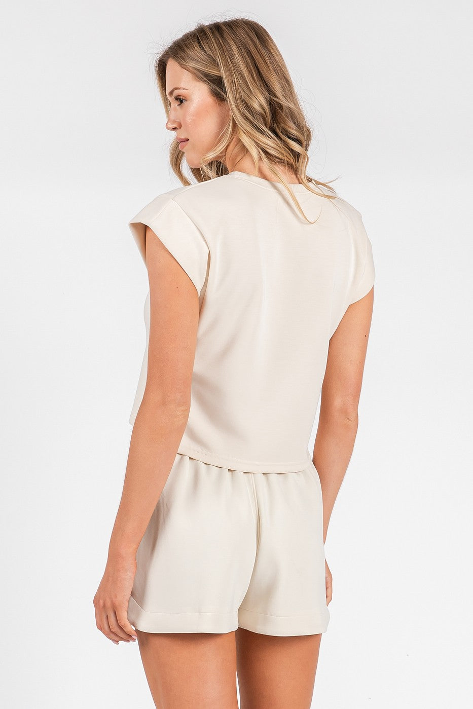 Cloud Knit Cap Sleeve Top And Shorts Casual Set