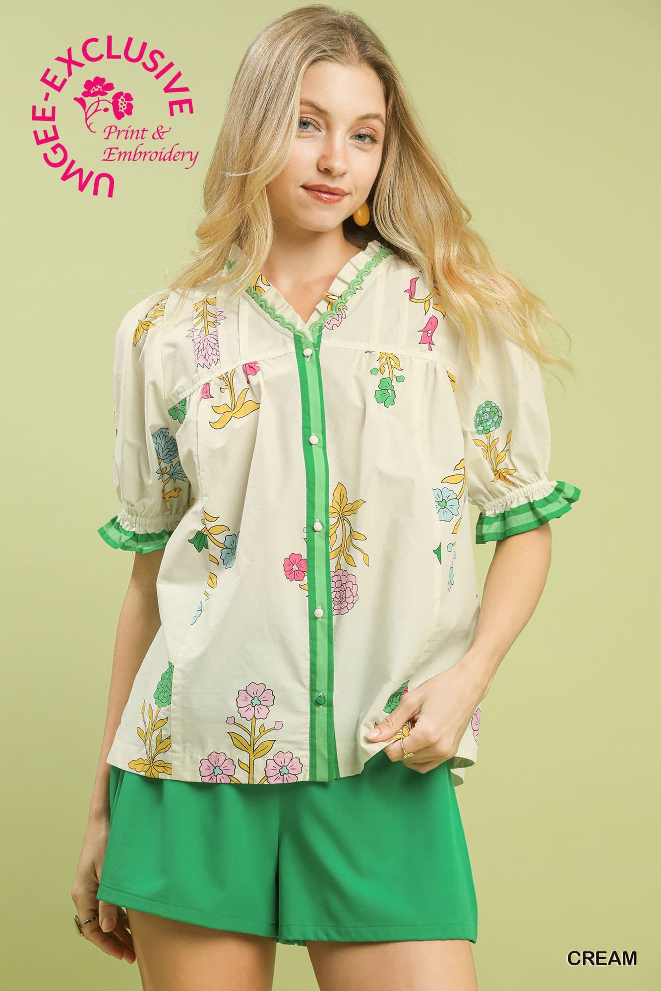 Fresh Picked Floral Button Top