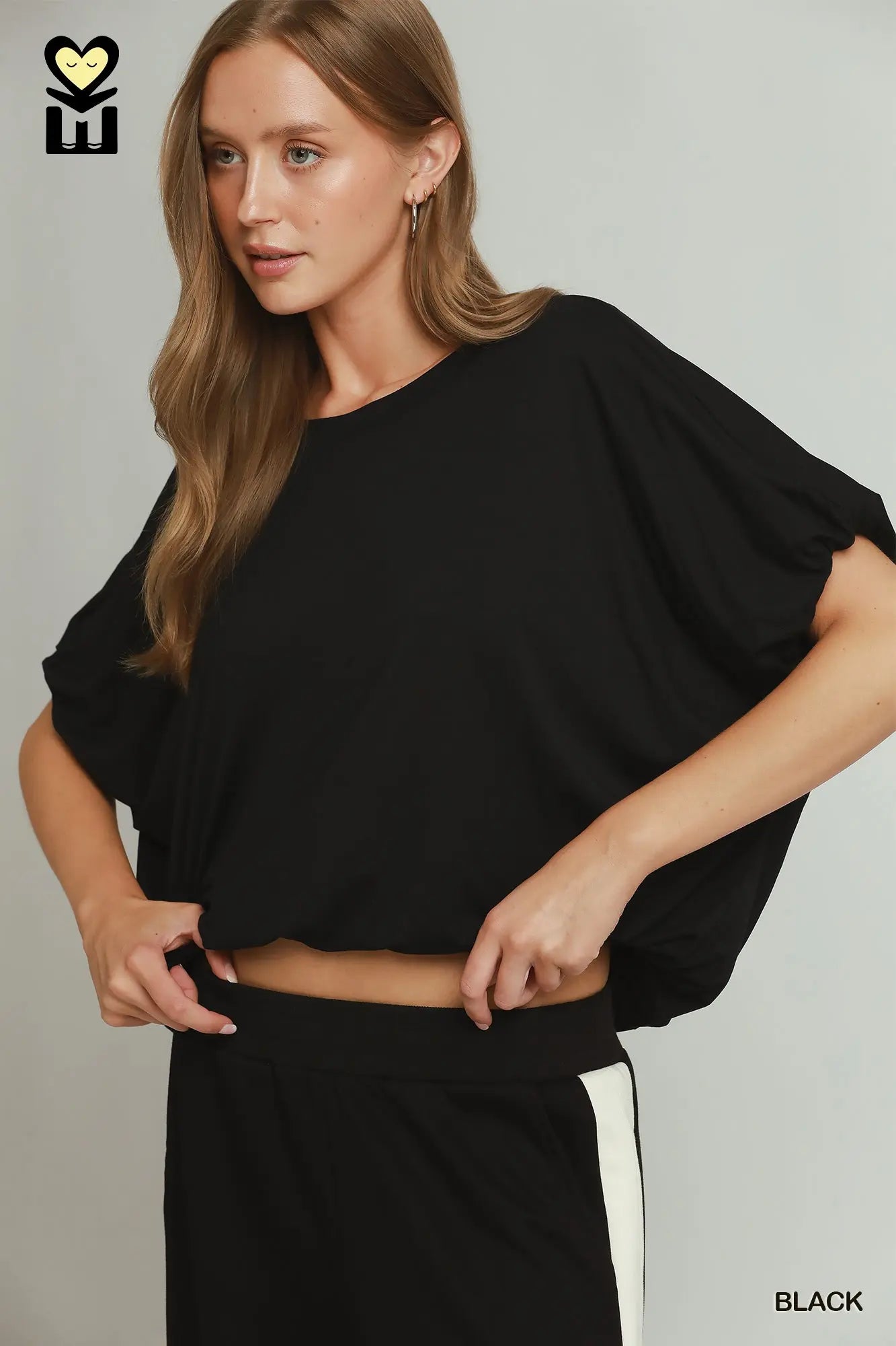 Black Bubble Hem Top