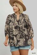 V-Neck Paisley Blouse