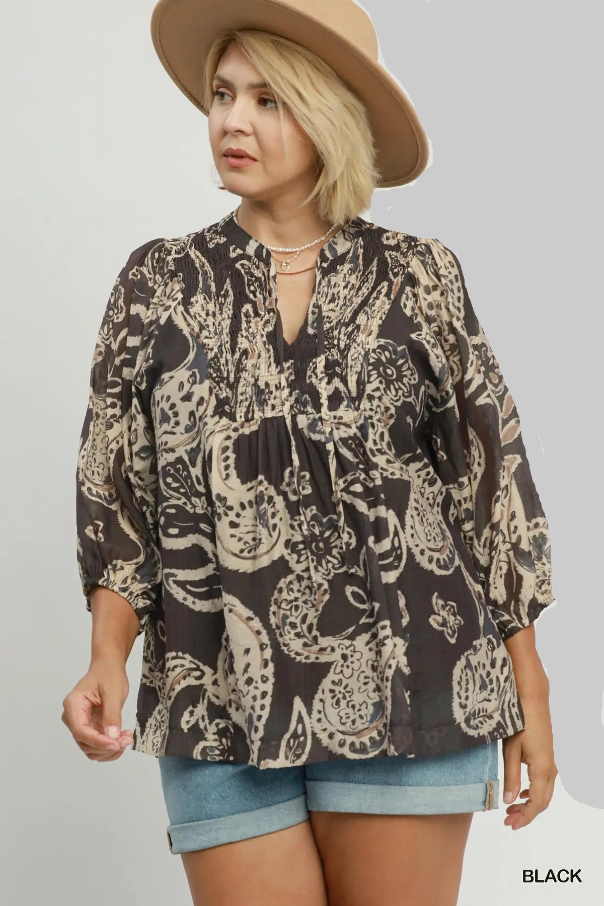V-Neck Paisley Blouse