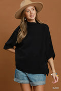 Mock Neck Dolman Sleeve Sweater Top