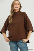 Mock Neck Dolman Sleeve Sweater Top