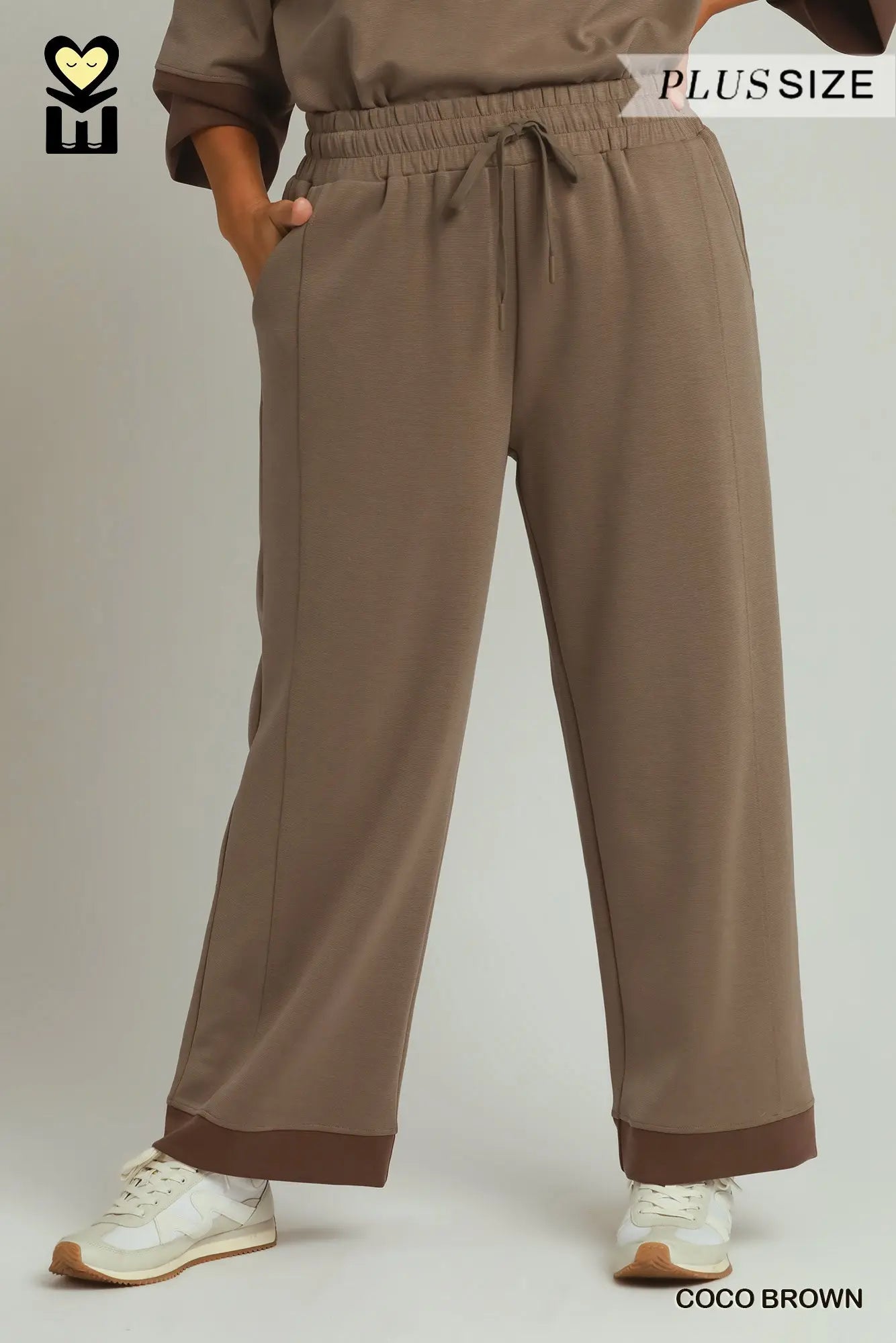 Brown CLOUDKNIT Modal & Tencel Colorblock Straight Pants