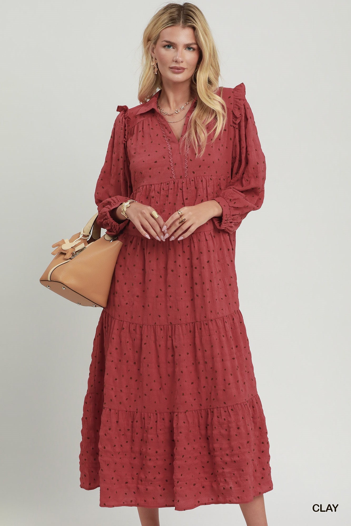 Swiss Dot Tiered Midi Dress