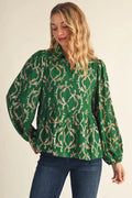 Geo Pattern tiny leaf foil print blouse