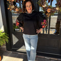 Embroidered Flower top 3/4 sleeves