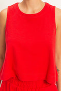 Sleeveless Boxy Fit Crew Neck Top