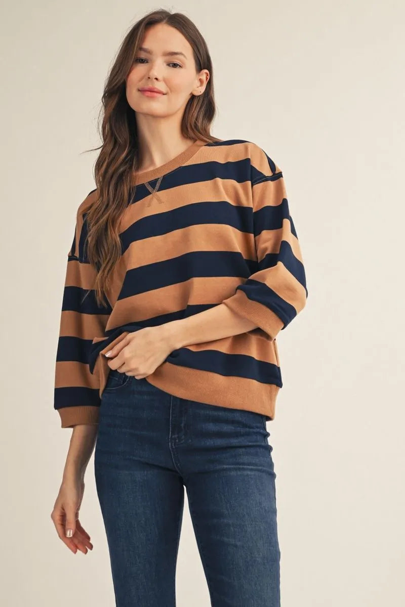 Latte Stripe Sweatshirt