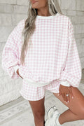 Plaid Baggy Pullover Drawstring Casual Shorts