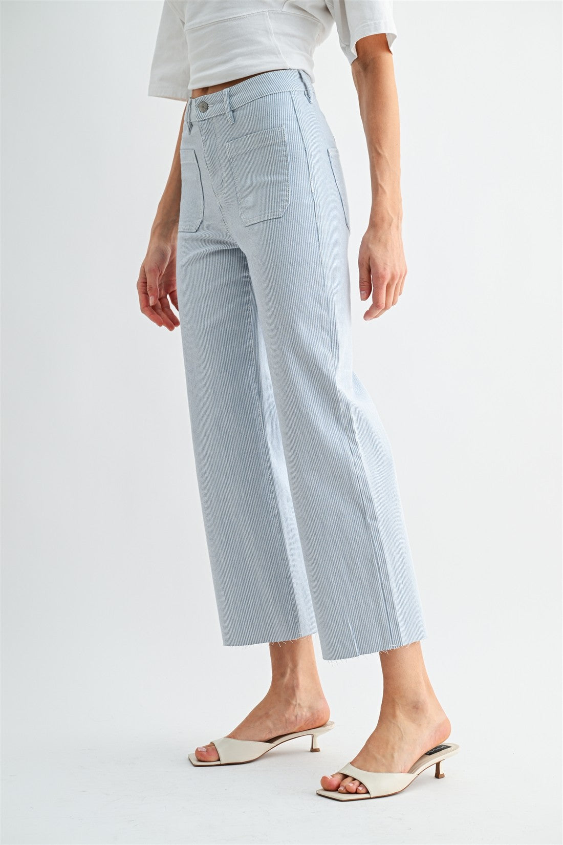 High-rise Wide Leg Crop Raw Hem