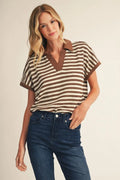 V-neck stripe top