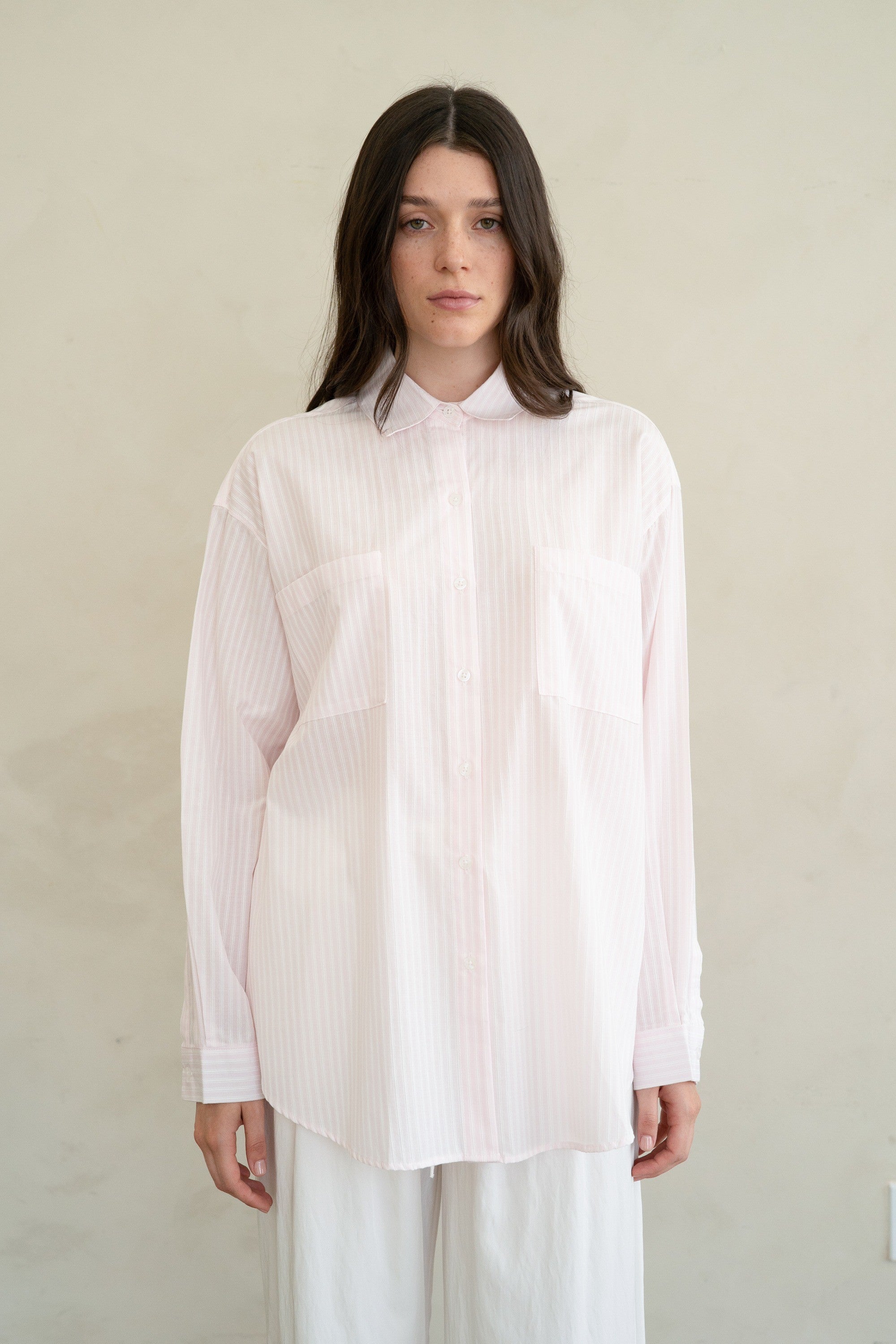 Relaxed Pink Striped Button-up Shirt