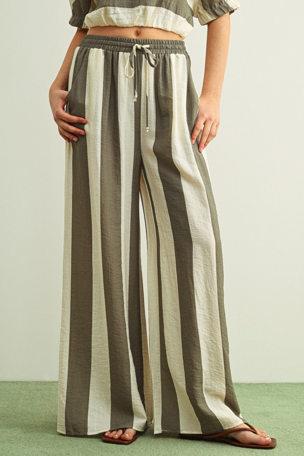 Stripe Wide Leg Trousers