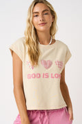 God Is Love Patchwork Cap Sleeve Boxy Top