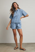 Button Front Denim Top