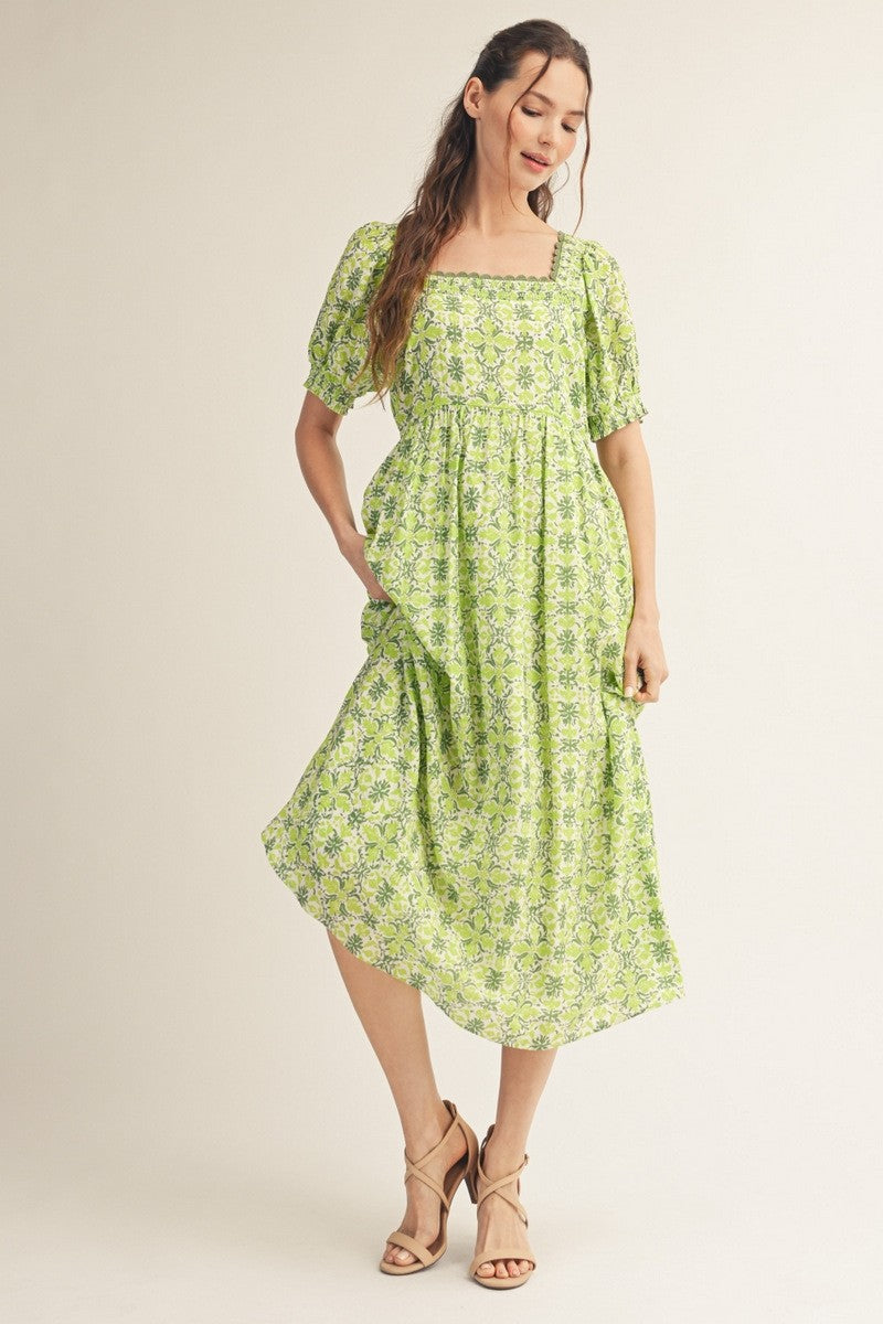 Tie Back Detail Boho Floral Midi Dress